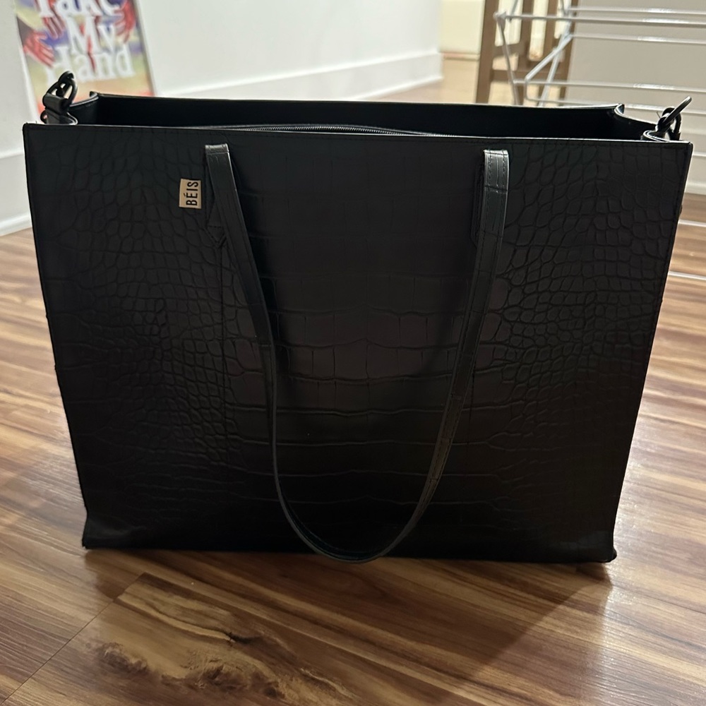 Béis - The Large Work Tote - Black Croc